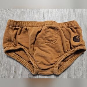 Carhartt Baby Boy's Brown Terry Cloth Diaper Cover Logo Size 9 Months